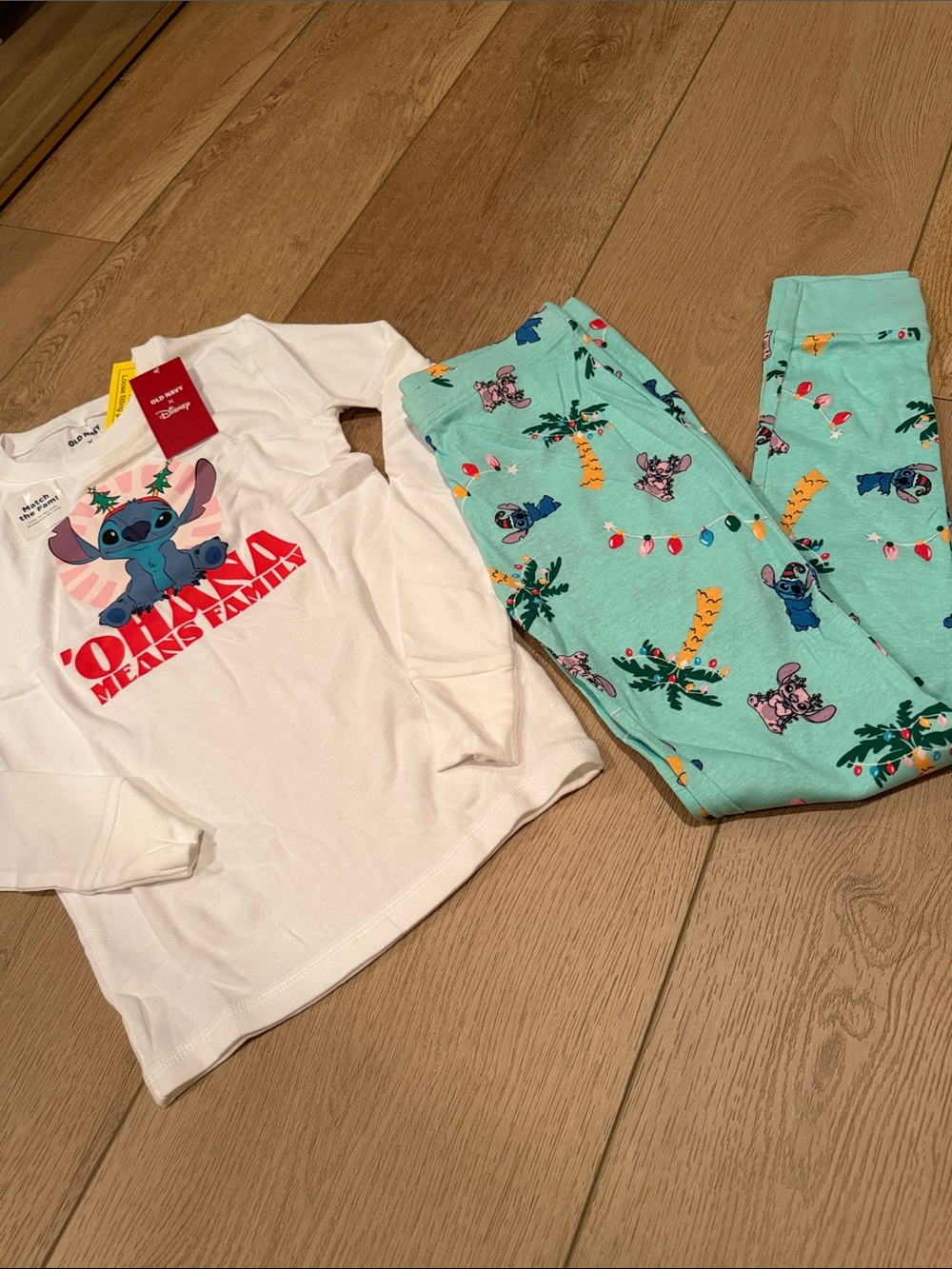 Disney Lilo & Stitch White Top with Mint Character Pajama Set